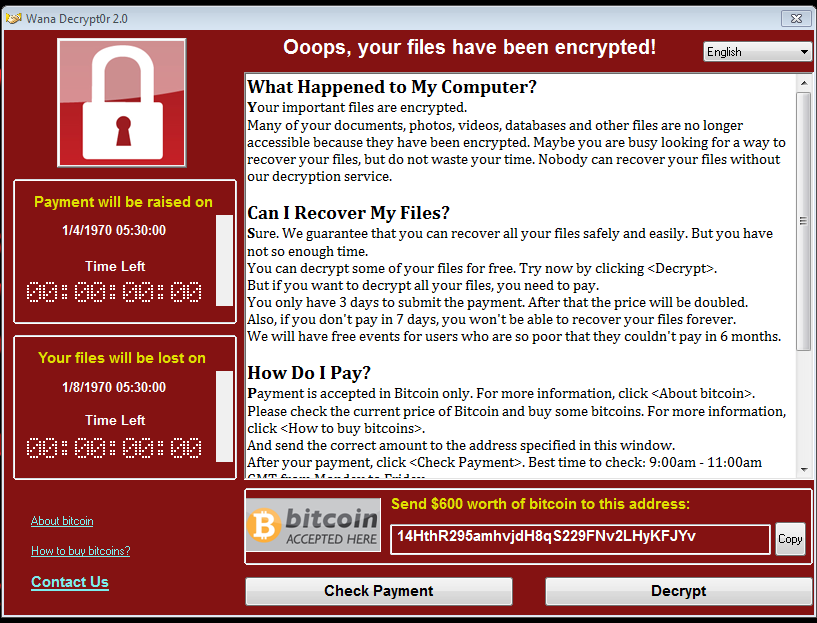 Behaviour Analysis of Ransomware Wana Decryptor 