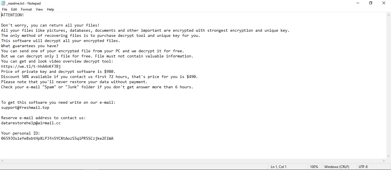 Coaq Ransomware readme.txt ransom note